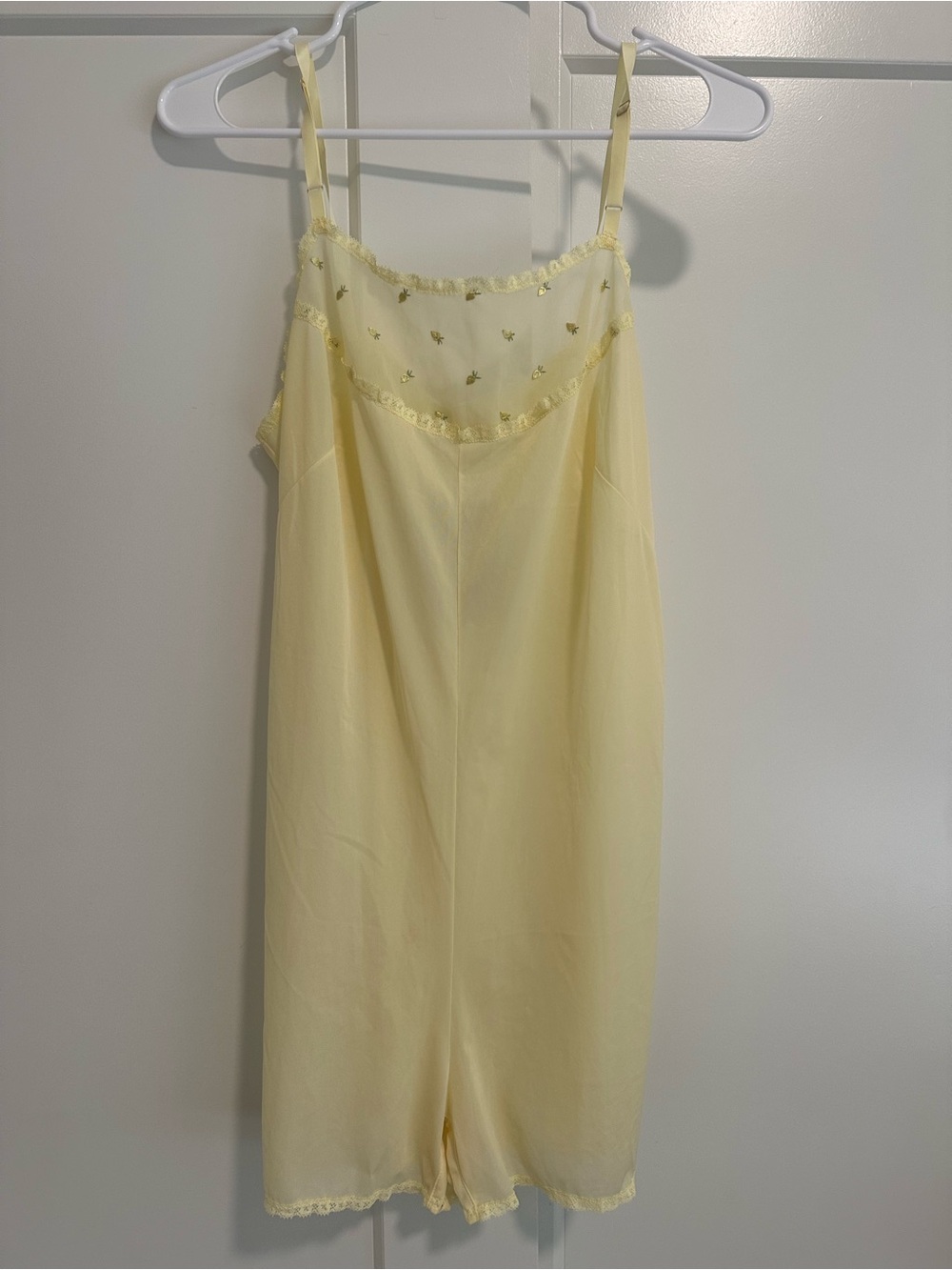 70s Kayser Light Yellow Floral Teddy Dress